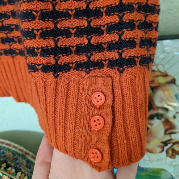 Orange and Navy Vintage Inspired Sweater (XS/S) - Picture 2 of 3